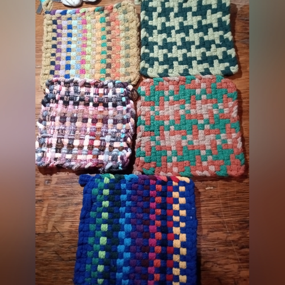 Handwoven Multicolor 5  Cotton Pot Holders